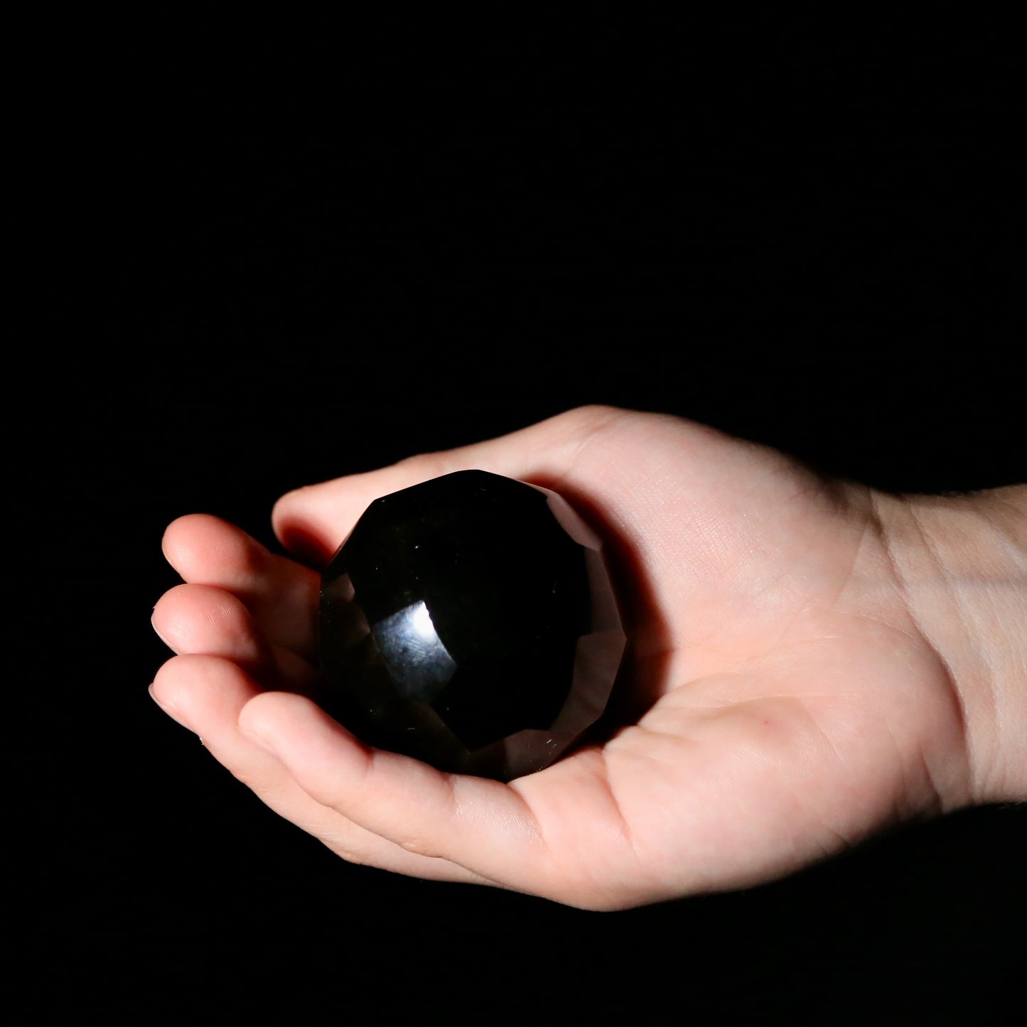 Obsidian Faceted Sphere (medium 2 inch)